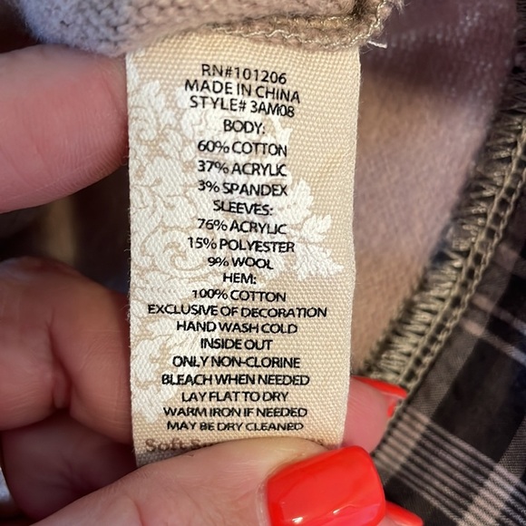 Soft Surroundings Mix media knit sweatshirt top under shirt look L/S size PL - Picture 16 of 16